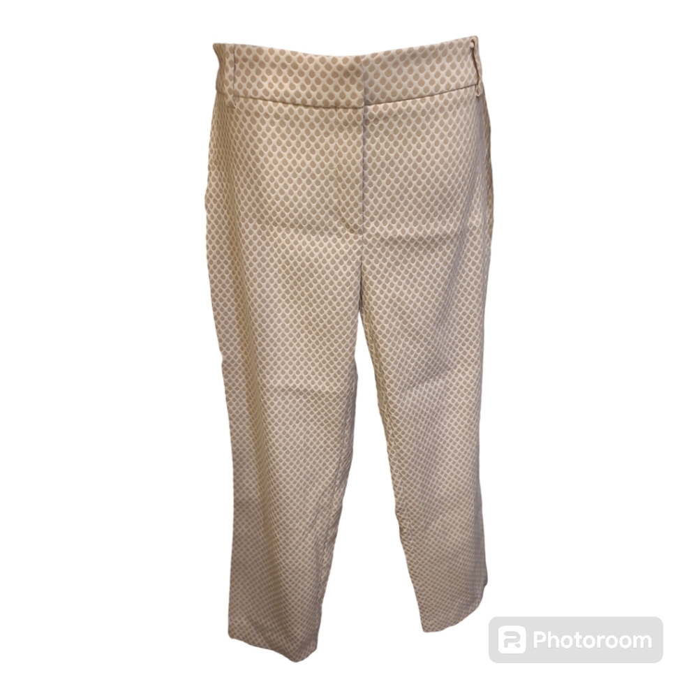 Elegant Cream Patterned Women's Trousers